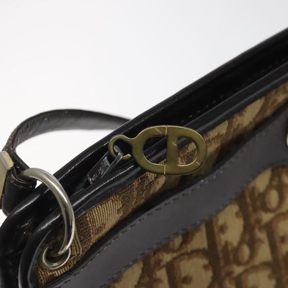 Christian Dior Trotter Canvas Shoulder Bag Beige Gold Auth 116060
